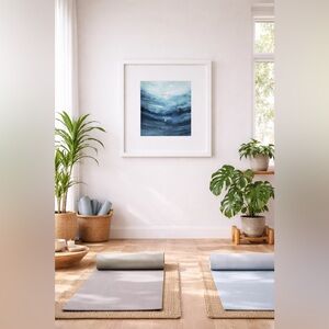 🎨 Blue Abstract Art Print in White Frame 🎨